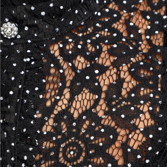 Lulu's Black and White Lace Blouse - Picture 5 of 14